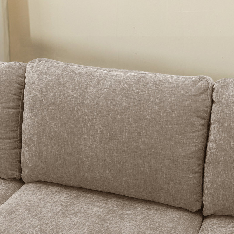 Canapé modulaire 3 pièces Donnica, 100 % polyester brun clair