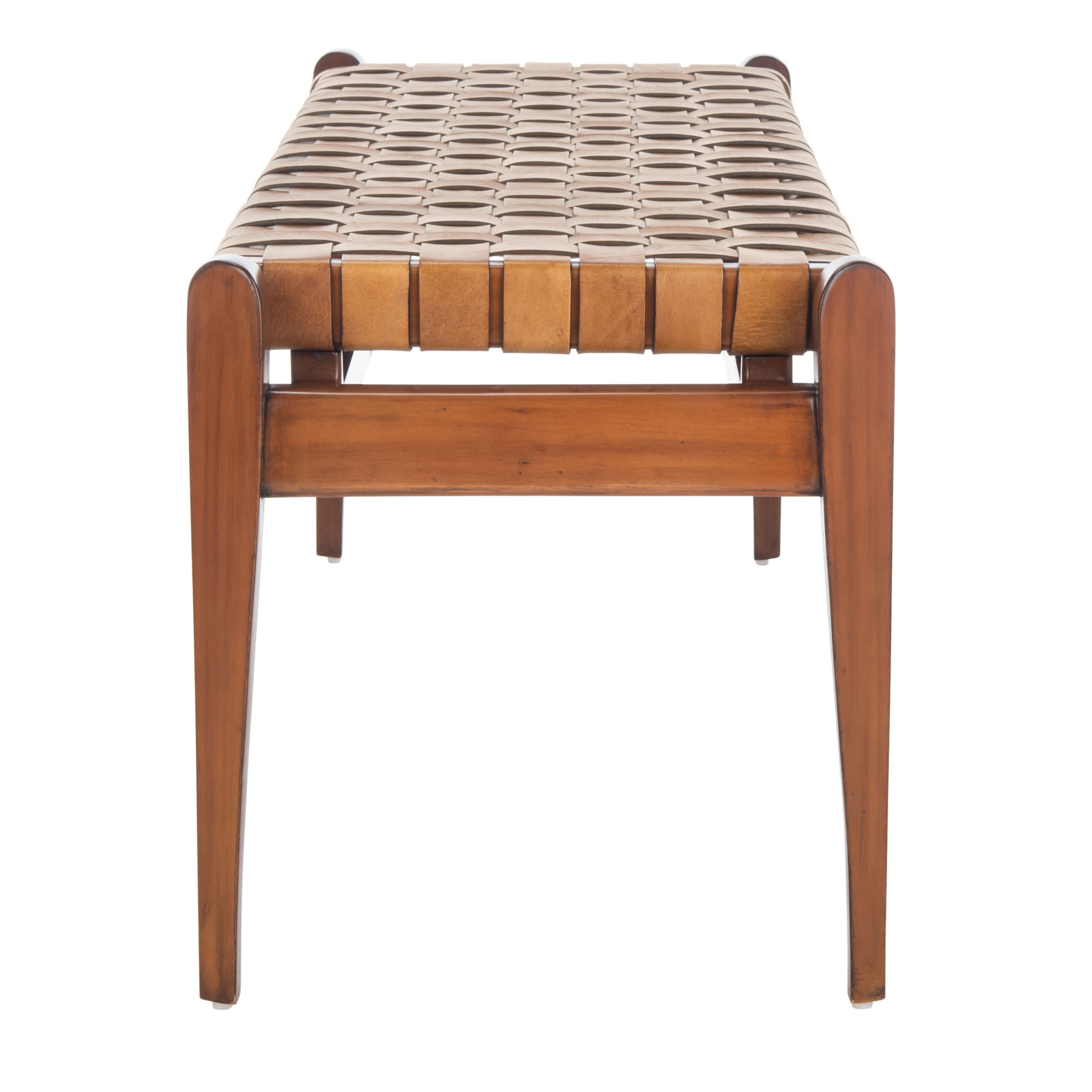 Kenan Genuine Leather Bench, Brown