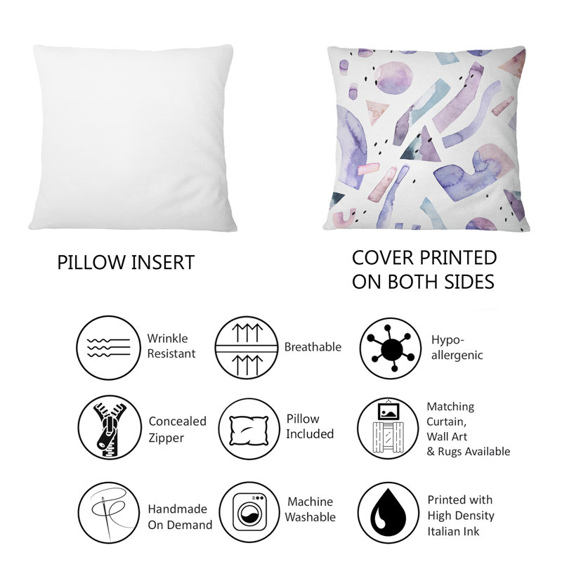 Minimal Lavender Purple Elements Retro II -1 Patterned Printed Throw Pillow