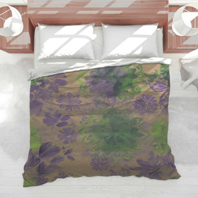 Purple Green Floral Mandala Comforter