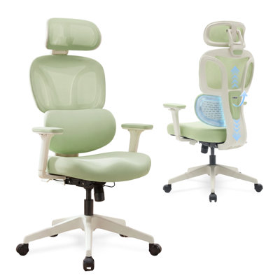 Ergonomic Mesh Office Chair with Footrest & Adjustable Headrest – High Back Reclining Desk Chair with Lumbar Support for Home Office