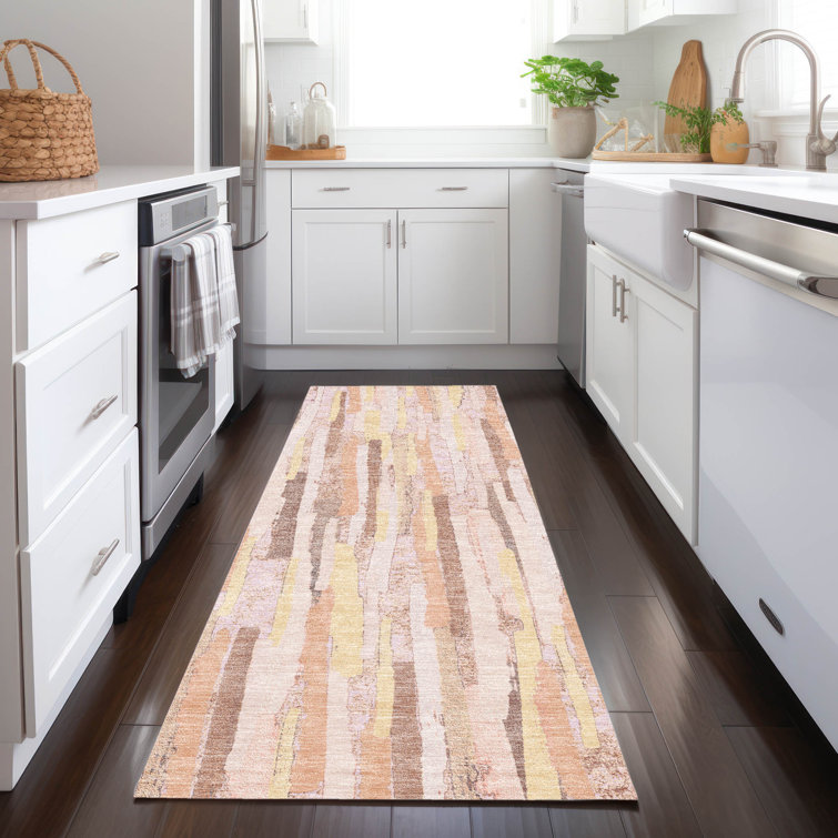 Machine Washable Indoor/Outdoor Christain ACN1318 Pink Rug