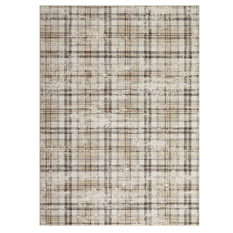 Washable Area Rugs for Bedroom Modern Area Rug for Living Room Contemporary Plaid Non Slip Large Rug Low Pile Stain Resistant Carpet for Playroom Classroom
