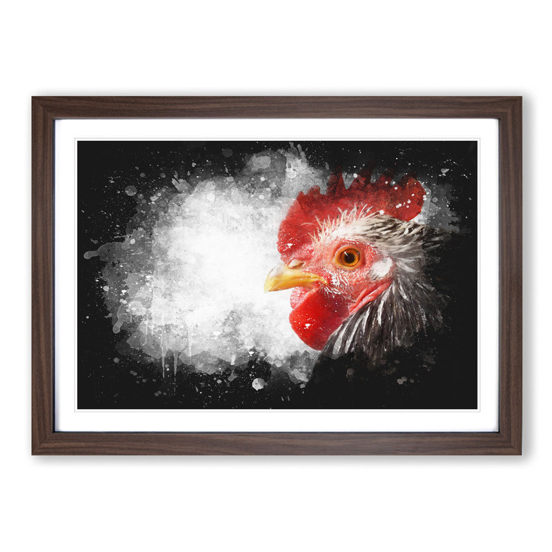 Grey Rooster Looking West - Picture Frame Graphic Art Print, 45cm H x 63cm W x 2cm D, Walnut Framed