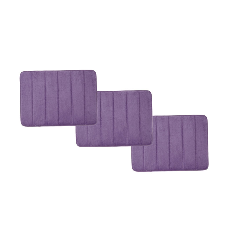 Ensemble de tapis de bain en mousse viscoélastique 3 pièces, Mauve