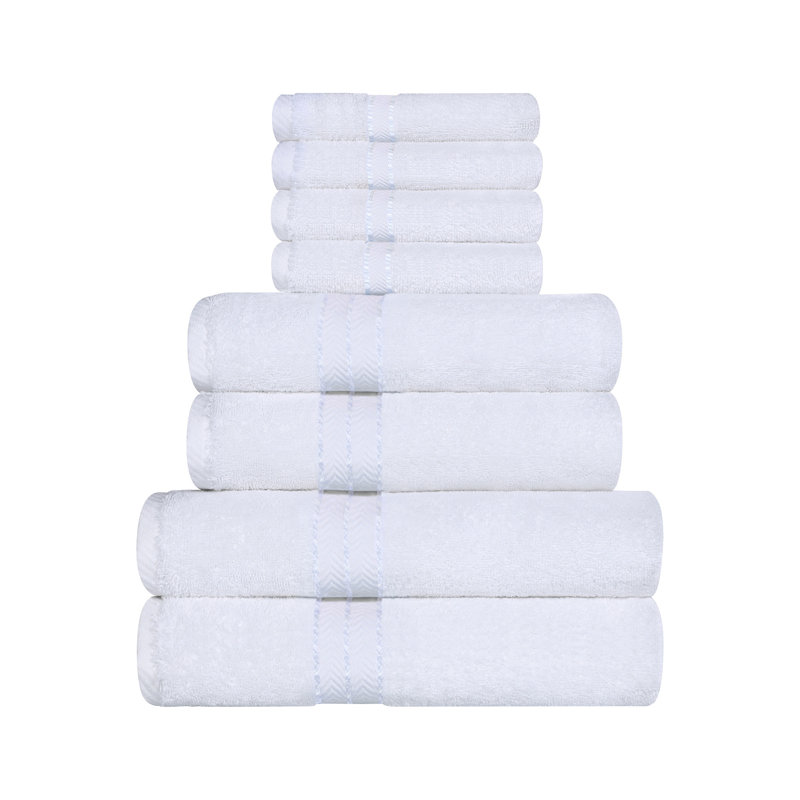 Hotel Turkish Cotton 8-Piece Towel Set, Ultra-Plush & Luxury Weight, White
