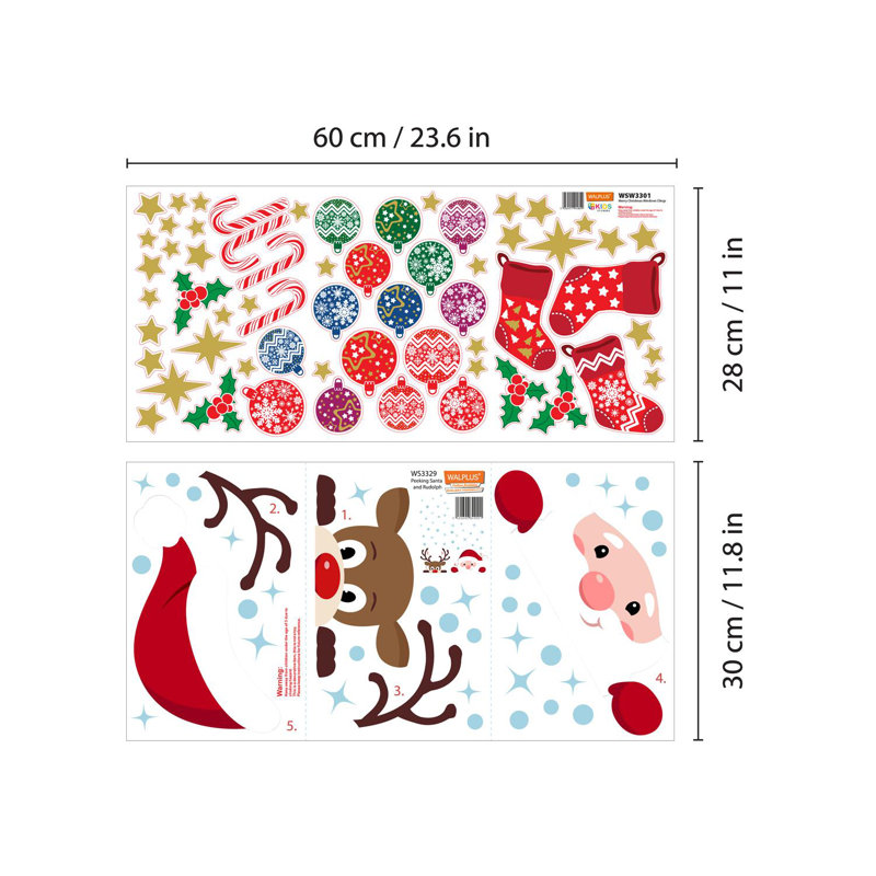 Adhésif décoratif Noël avec Rudolph et Père Noël indow