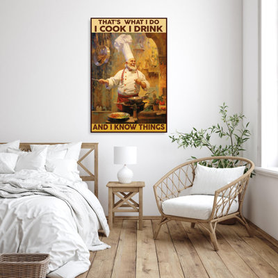 «Old Chef I Cook I Drink», impression graphique sur toile «Old Chef I Cook I Drink» sur toile