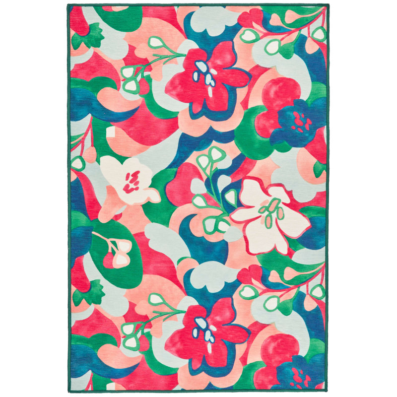 Dreamy Daisies Multi Machine Washable Rug, Rectangle 6' x 9'