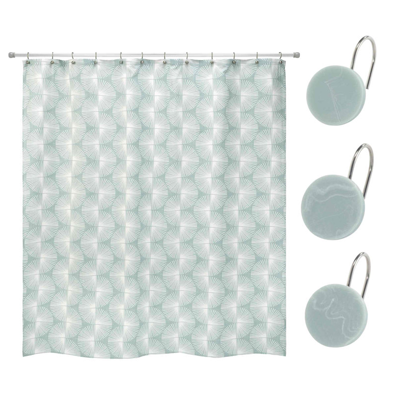 Rideau de douche Kendall avec crochets inclus, Vert