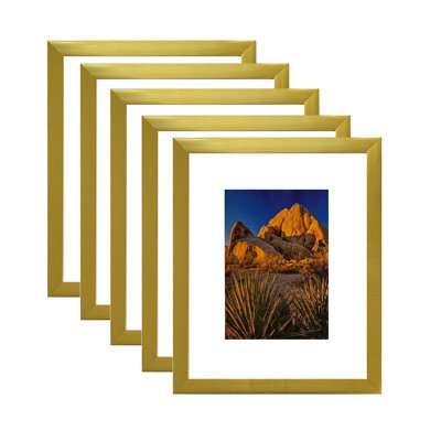 Gold MDF Picture Frame with PS Glass - Wall Mount or Tabletop Display (Fits 10.2" x 12.2" Image)