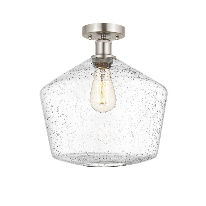 Amylea Glass Semi Flush Mount, Seedy, Brushed Satin Nickel