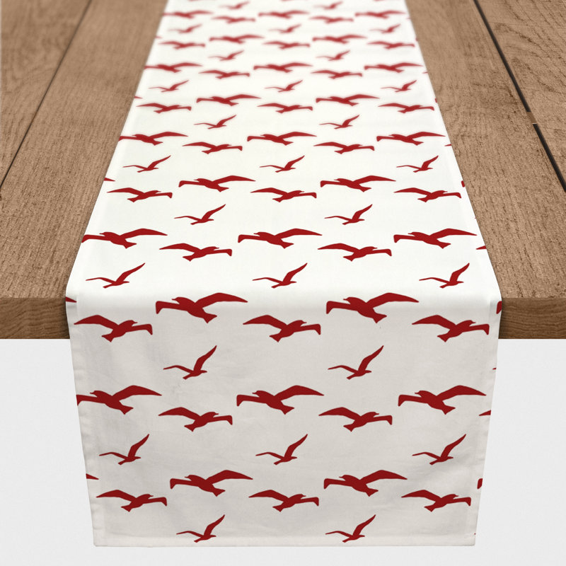 Chemin de table géométrique McKay, L 72 po x l 16 po, Rouge / Blanc, Brenner géométrique