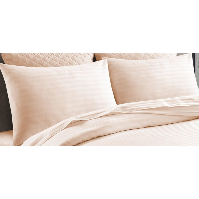 Satin Stripe 100% Cotton 250 Thread Count Flat Sheet, Double, Cream