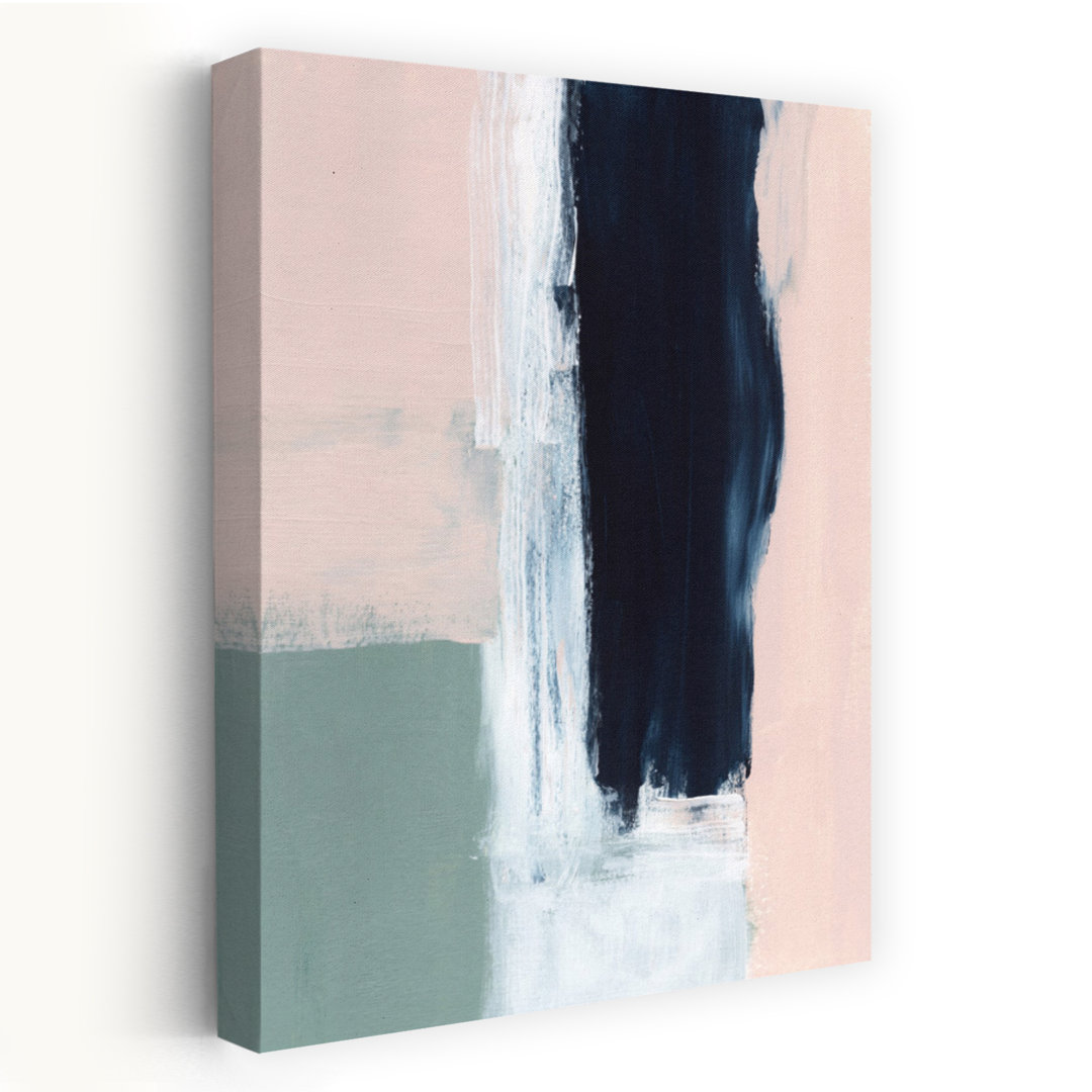 Blush Navy Abstract Abstract Contemporary Minimalist Wall Art Print