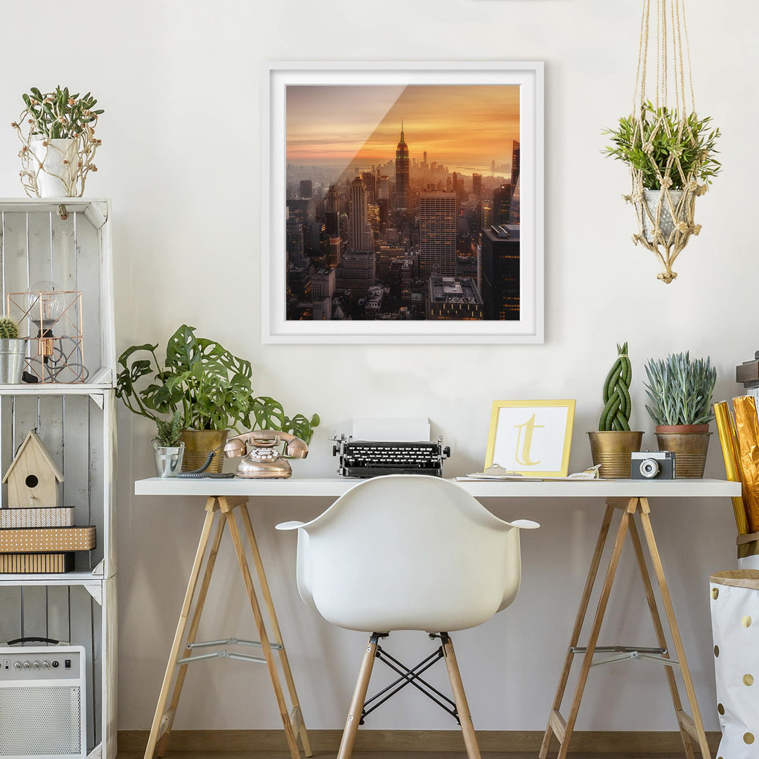 Gerahmtes Poster Manhattan Skyline Evening Mood