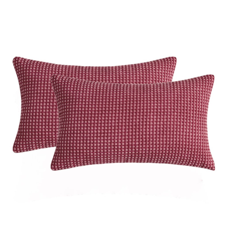 Ensemble de 2 housses de coussin en velours côtelé deux tons, Vin rouge, Sans insertions