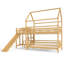 Lit double superposé naturel avec glissière et escalier de rangement, structure de lit en bois pour enfants avec garde-corps-126016925-126016927