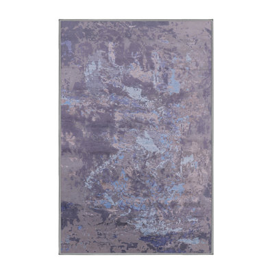 Tapis gris / bleu à motif abstrait Buchtel