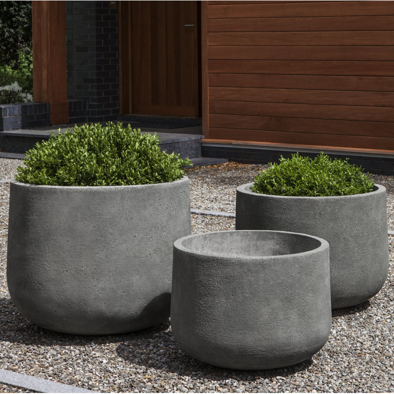 Tribeca Handmade Pot Planter, Graystone, 19" H x 25" W x 25" D