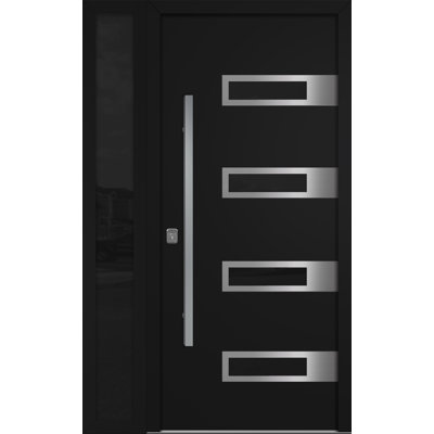 Modern Exterior Entry Steel Door 36in x 80in - Inox S4 with Sidelight