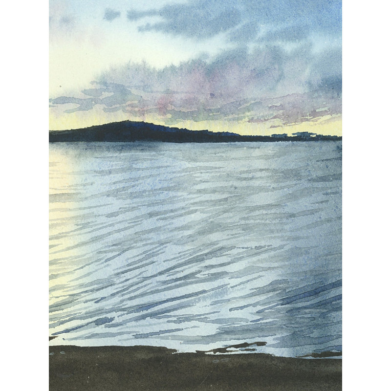 Mansarovar - mer calme | Aquarelle sur papier | Par Asmita Atre