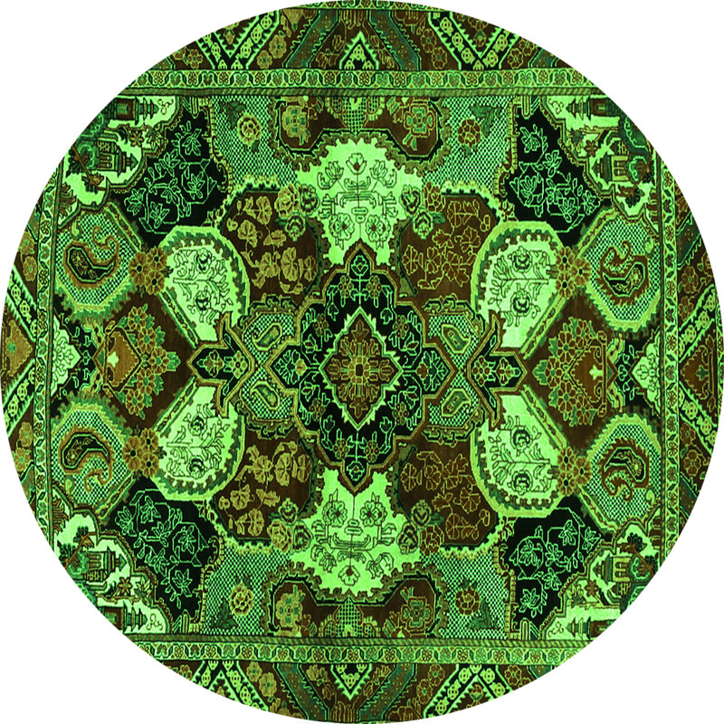 Washable Oriental Indoor Rug, Round 6'