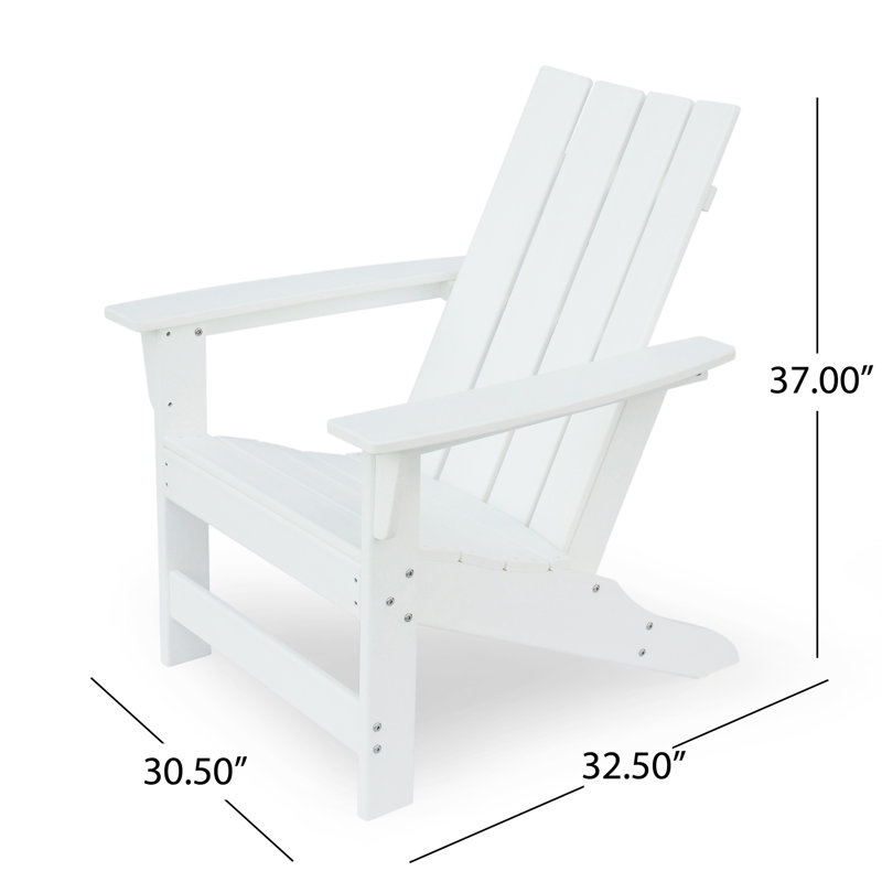 Elisa Outdoor Adirondack Chair, White Resin, Slat Panel Back And Seat, White