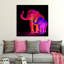 «Neon Elephant Mom», reproduction d'impression sur toile encadrée-23653322-20086920