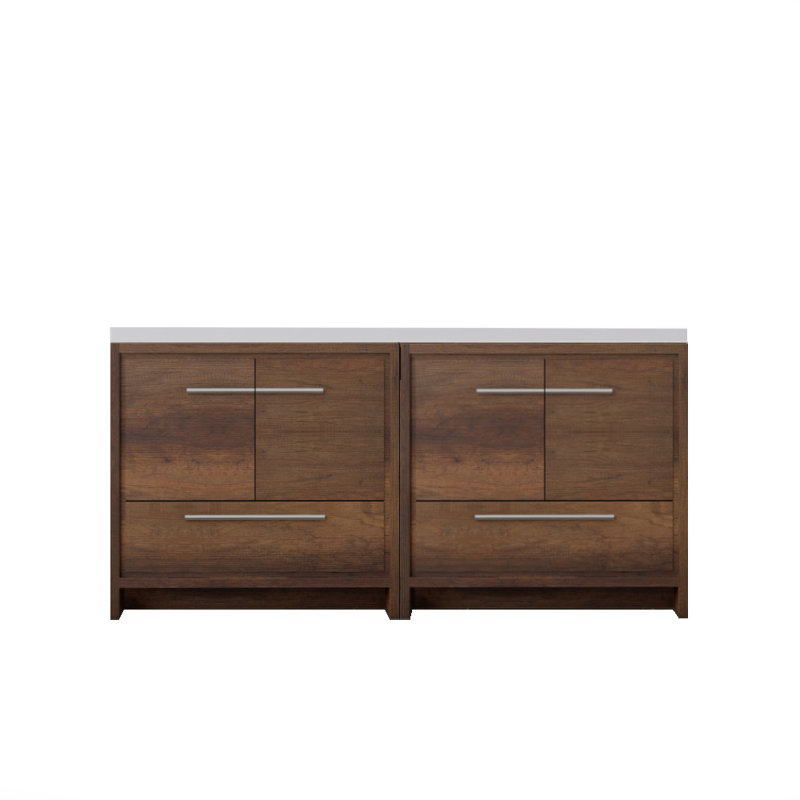 Ensemble de meuble-lavabo double 72 po Feike, Brun