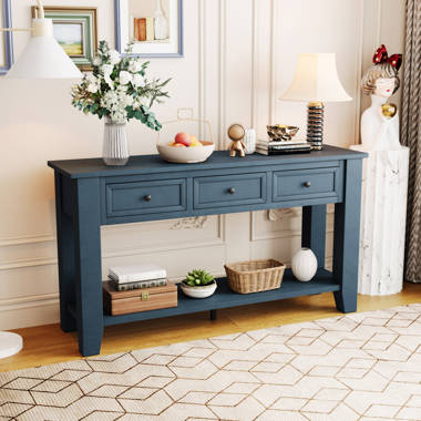 Eileen 62.2'' Console Table, Storage Sofa Table with Drawers and Shelves Wildon Home Color: Black