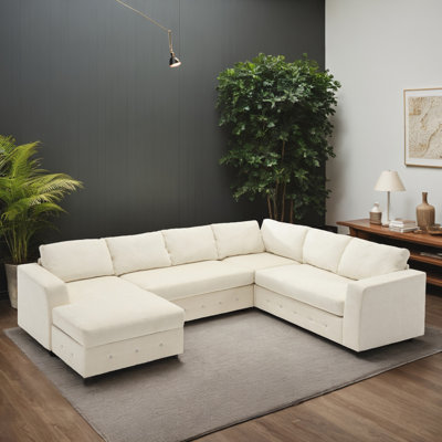 111" U-shaped Upholstered Sectional Sofa for Living Room