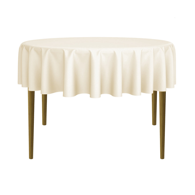 Solid Color Round Tablecloth, Ivory, 90" x 90"