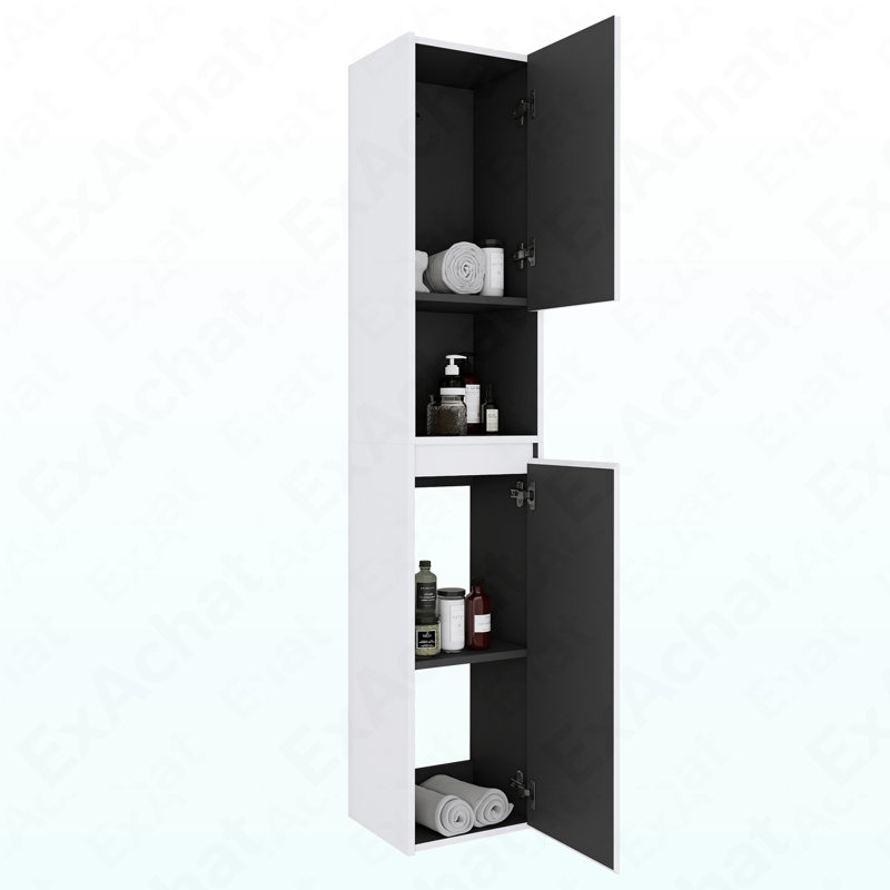 Armoire latérale de salle de bain 12 po, 2 portes à fermeture douce, fixation flottante, 12 * 2