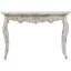 Console vieillie, table de vestibule décorative de 46 po, table d'entrée vintage avec sculptures en bois et pieds courbés, canapé blanc délavé patiné 