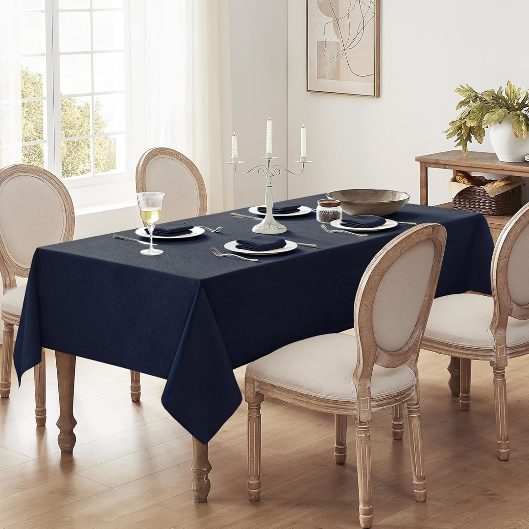 140×200cm Rectangular Faux Linen Wipeable Water Resistant Tablecloth