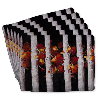 Trees and Fall Leaves Braided Polyester Andaluss Set of 6