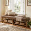 Faux Leather Upholstered Bench with Shelves