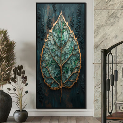 «Alysha Modern Emerald Leaves Enery Of The Forest III», art mural feuilles