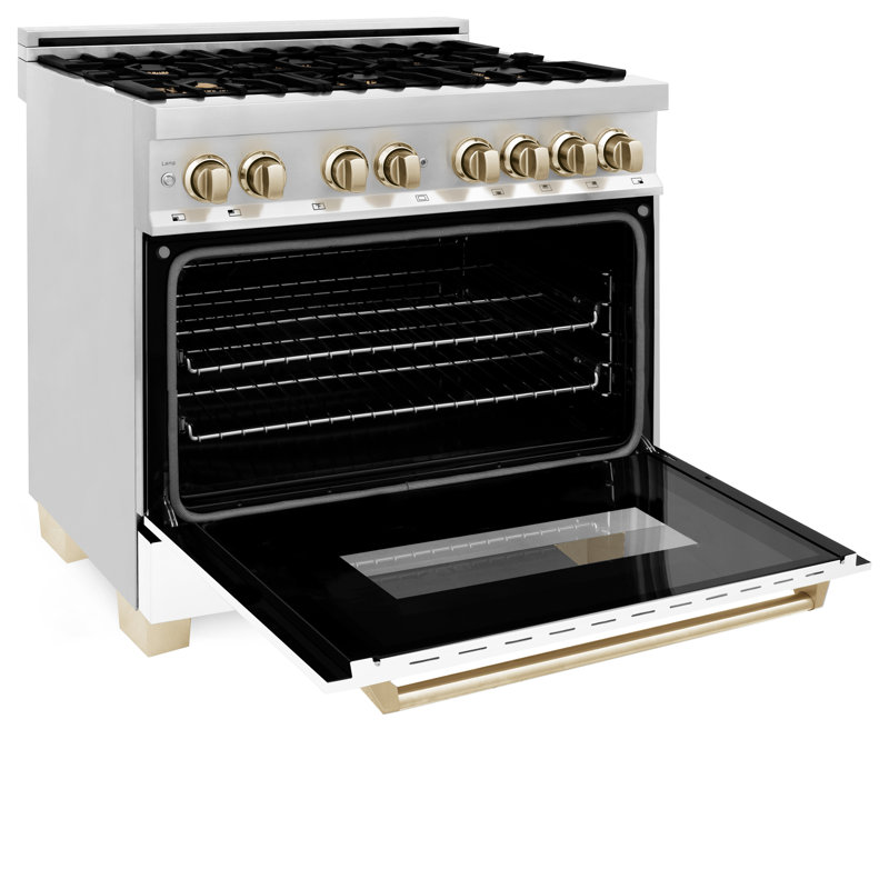 ZLINE Autograph 36" Legacy Dual Fuel Range w/ 6 Burners, Gold Stainless Steel 