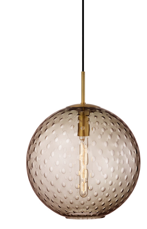 Rousseau 1 Light Pendant, Aged Brass, Blue, 19" H X 16" W X 16" D
