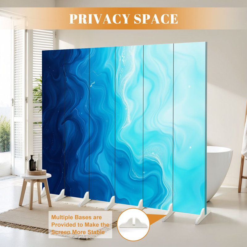 Paravent 6 panneaux à cloison pliable Royal Abstract Ocean Waves, 6, 71" H x 96" W x 1" D