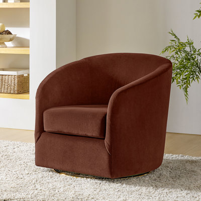 Holden 31.5" Wide Velvet Swivel Barrel Chair