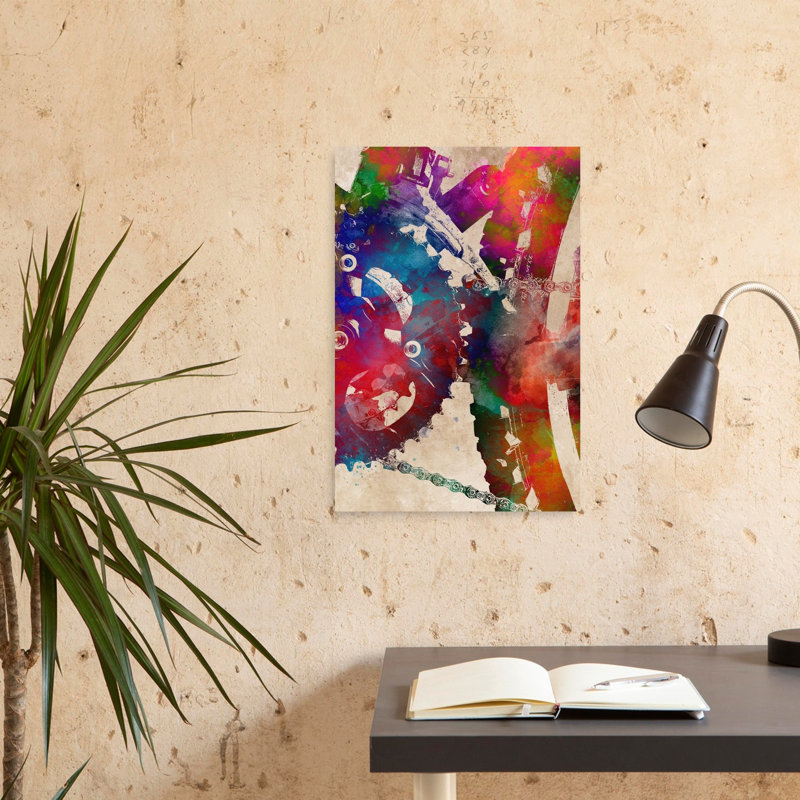 «Cycling Sport Art» 18, art mural moderne contemporain abstrait, 24" H x 16" W