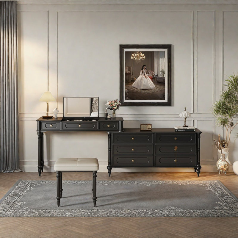 Classic Retro Practical Dresser, Black