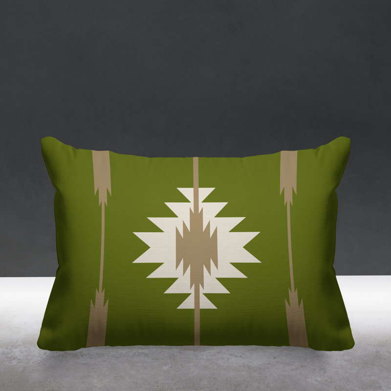 Coussin décoratif intérieur / extérieur Jolon Southwestern, Chartreuse, 15 po x 15 po, Carré