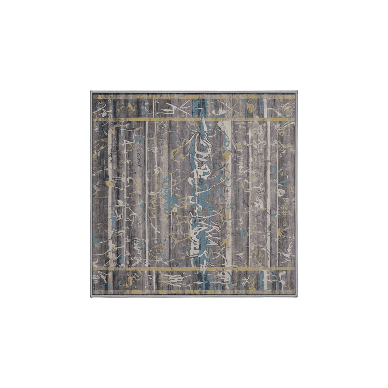 Machine Washable Gray Area Rug, Square 8'