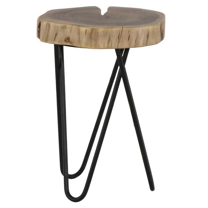 Table de bout Living Room, canapé, table d'appoint en bois et métal, brun / noir
