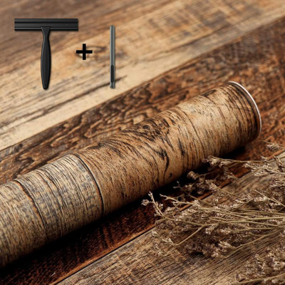 Wood Contact Paper Peel And Stick Wallpaper, Self-Adhesive Removable Vinyl Wrap For Cabinets, Countertops, And Walls, Waterproof And Repositionable