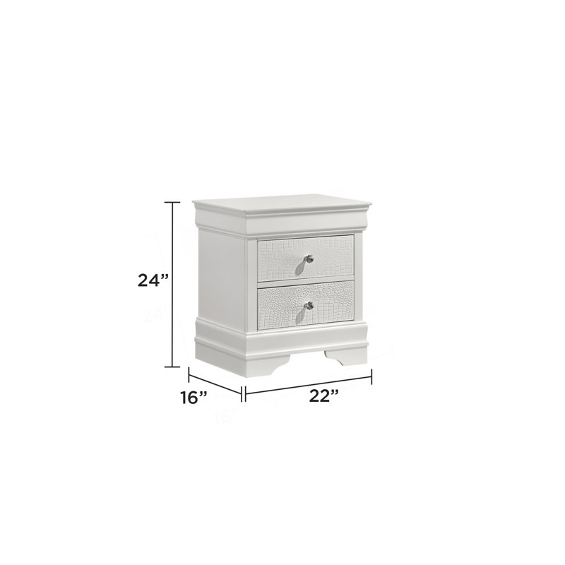Table de chevet 2 tiroirs Blaze, Blanc